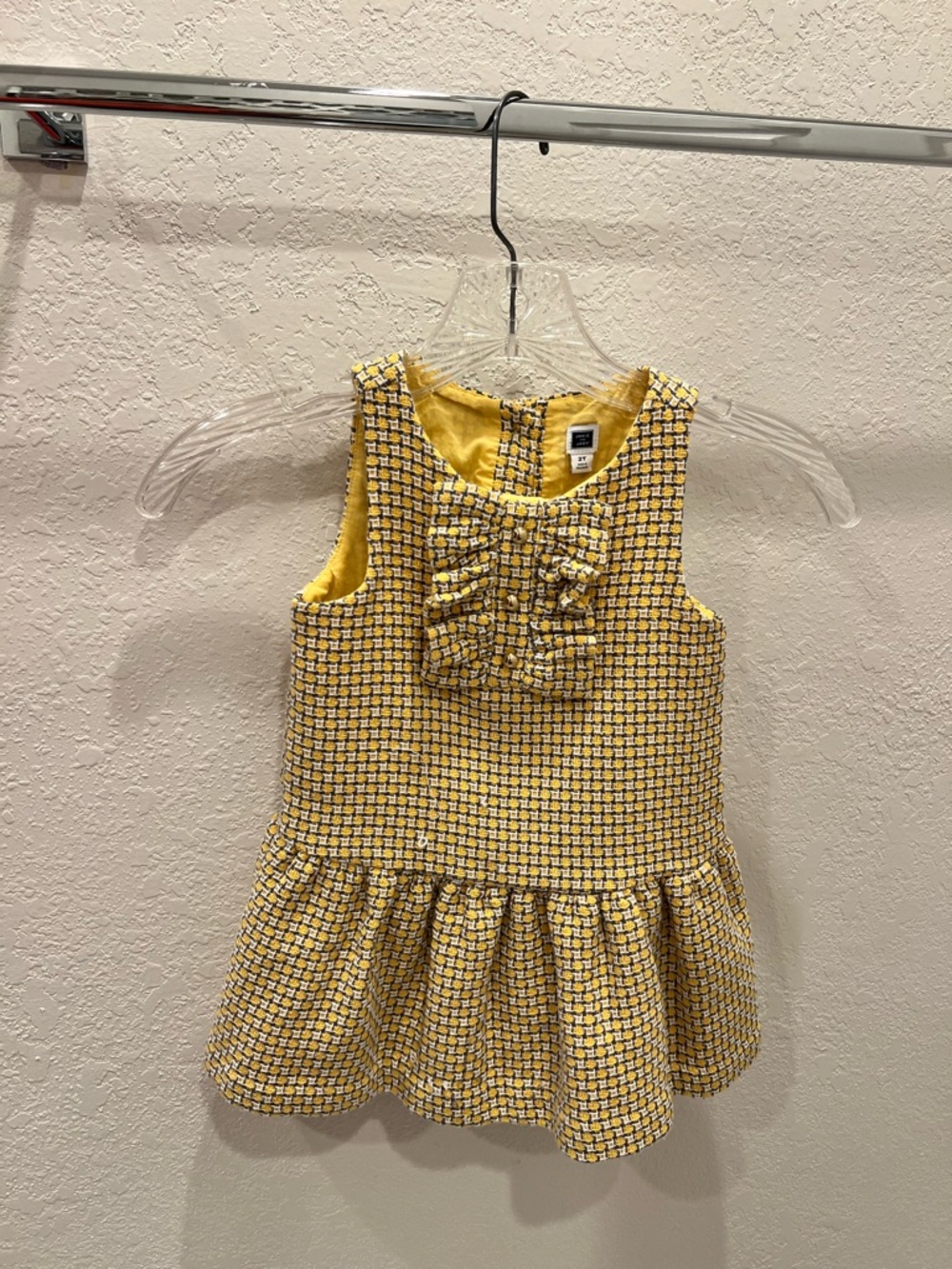 Janie and Jack Yellow Tweed Bow-Accent Girls Formal Dress